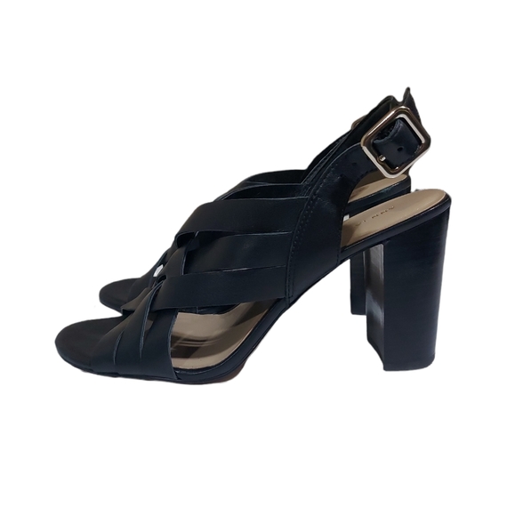 Flor Leather Woven Block Heel #433836Ann Taylor \